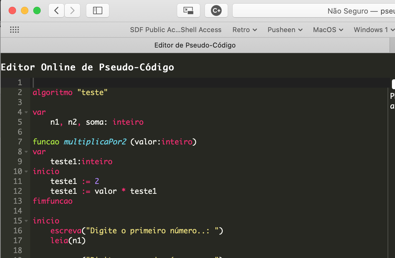 Projeto Pseudo Código Online Portugol Online Aventuras em Programar Orientado ao Por que